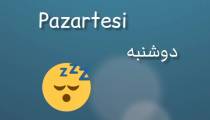 ترجمه روزهای هفته به ترکی استانبولی