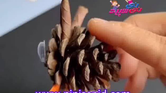 کاردستی جغد با کاج